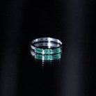 Baguette Cut Real Emerald 3 Stone Ring with Certificate AAA - Rosec Jewels