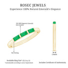 Baguette Cut Real Emerald 3 Stone Ring with Certificate AAA - Rosec Jewels