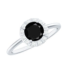 1.3 Carat Lab Created Black and White Diamond Halo Engagement Ring AAAA ( Synthetic ) - Rosec Jewels