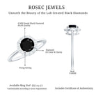 1.3 Carat Lab Created Black and White Diamond Halo Engagement Ring AAAA ( Synthetic ) - Rosec Jewels