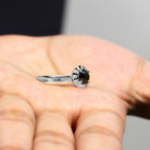 1.3 Carat Lab Created Black and White Diamond Halo Engagement Ring AAAA ( Synthetic ) - Rosec Jewels