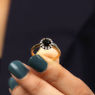 1.3 Carat Lab Created Black and White Diamond Halo Engagement Ring AAAA ( Synthetic ) - Rosec Jewels