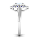 1.25 CT Bezel Set Moonstone Vintage Inspired Engagement Ring with Blue Sapphire AAA - Rosec Jewels