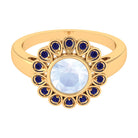 1.25 CT Bezel Set Moonstone Vintage Inspired Engagement Ring with Blue Sapphire AAA - Rosec Jewels