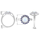 1.25 CT Bezel Set Moonstone Vintage Inspired Engagement Ring with Blue Sapphire AAA - Rosec Jewels