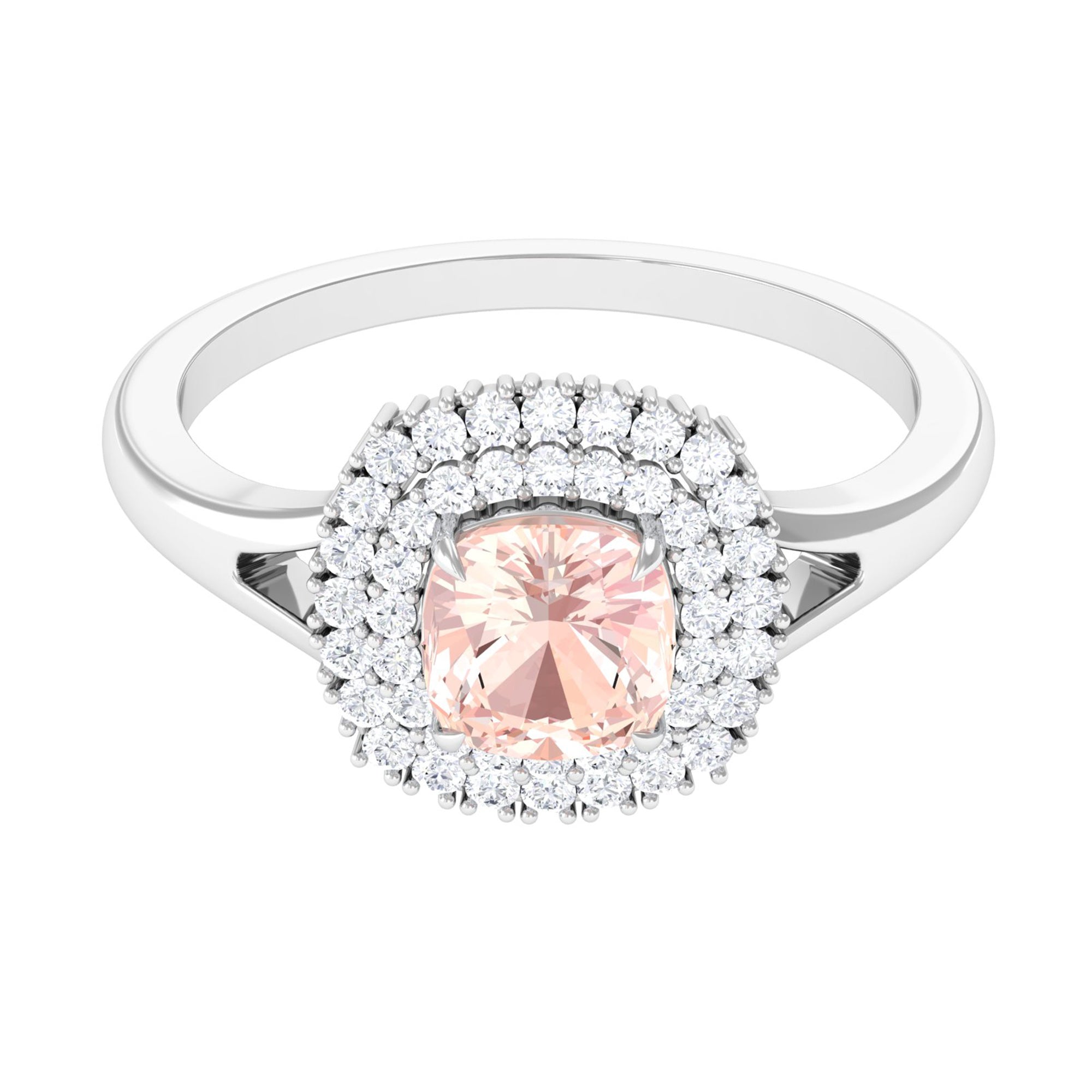 Genuine Morganite Engagement Ring with Diamond