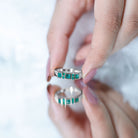 Natural Emerald Princess Cut Band Ring AAA - Rosec Jewels
