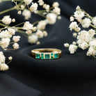 Natural Emerald Princess Cut Band Ring AAA - Rosec Jewels