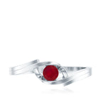 Natural Red Ruby Promise Ring with Bypass Shank AAA - Rosec Jewels