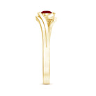 Natural Red Ruby Promise Ring with Bypass Shank AAA - Rosec Jewels