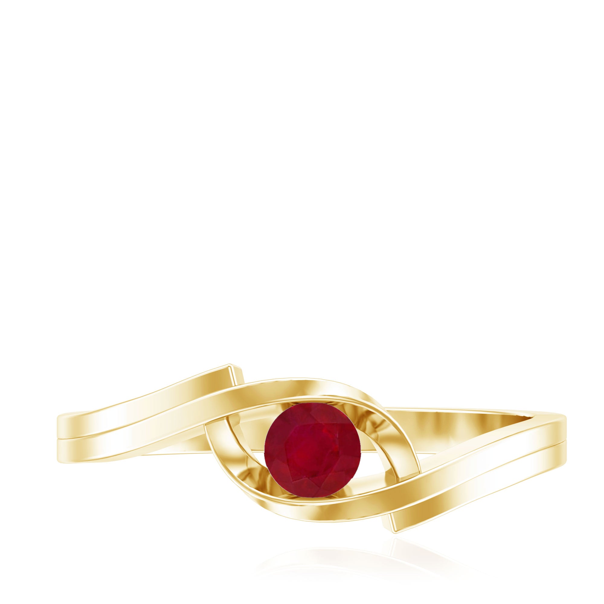 Natural Red Ruby Promise Ring with Bypass Shank AAA - Rosec Jewels