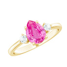 1 CT Lab Grown Pink Sapphire Teardrop Engagement Ring with Diamond AAAA - Rosec Jewels