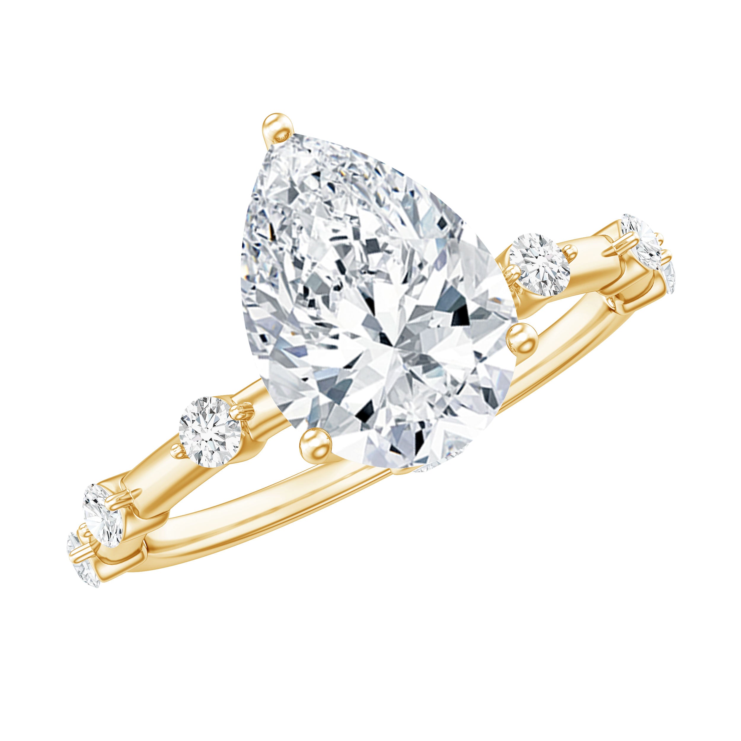 Pear Shaped Moissanite Big Engagement Ring For Women D-VS1 - Rosec Jewels