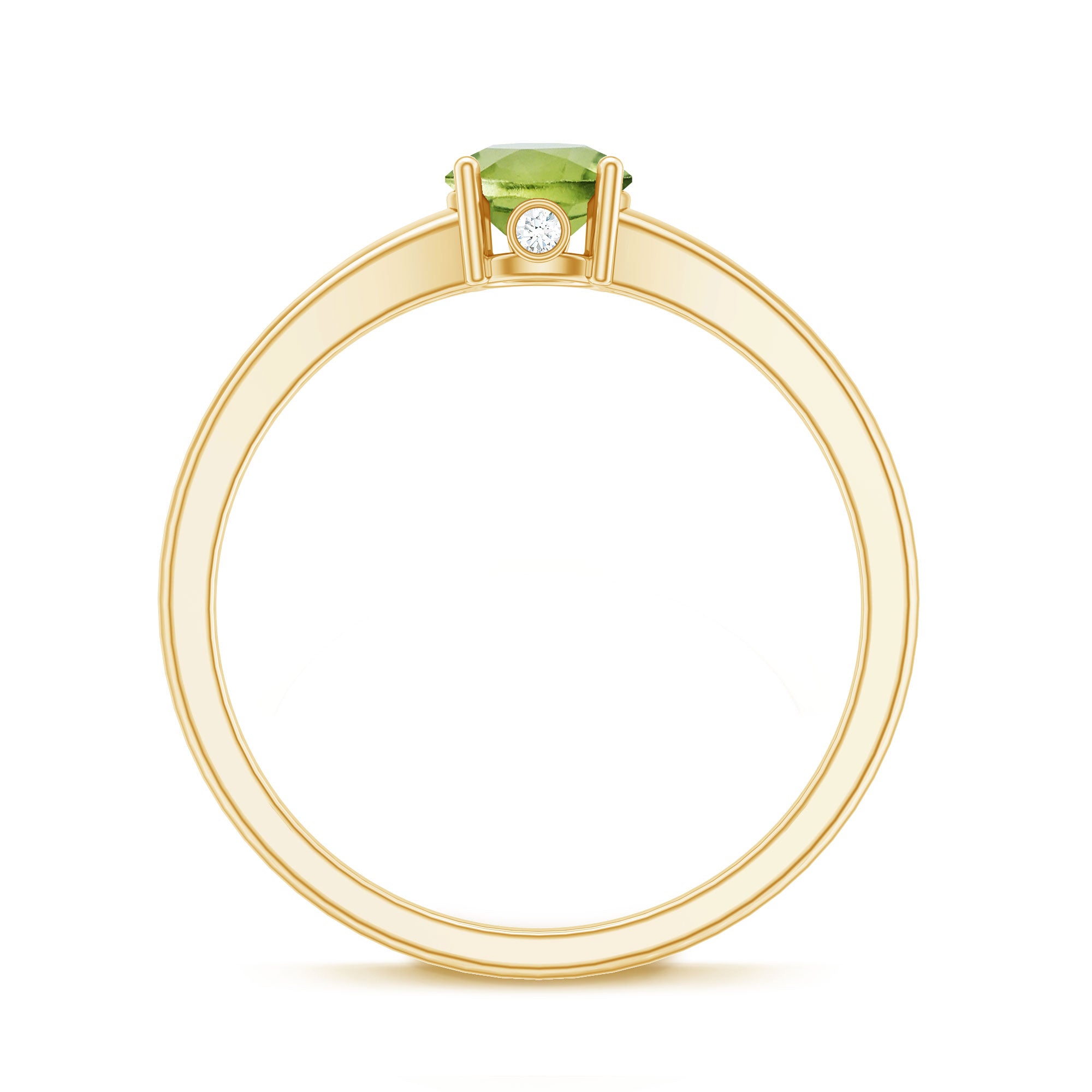 Natural Half Carat Peridot Promise Ring with Diamond AAA - Rosec Jewels
