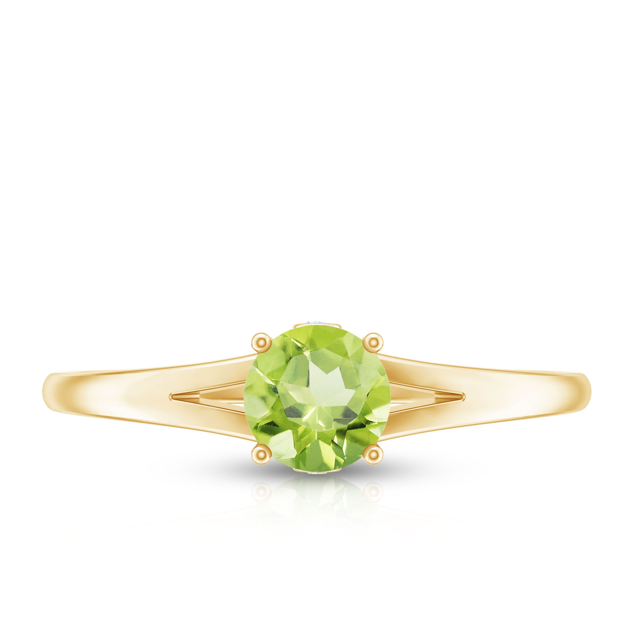 Natural Half Carat Peridot Promise Ring with Diamond AAA - Rosec Jewels