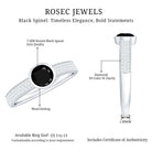 Natural Black Spinel Bezel Set Engagement Ring with Diamond Side Stones AAA - Rosec Jewels