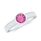0.75 CT Solitaire Pink Tourmaline and Diamond Engagement Ring AAA - Rosec Jewels