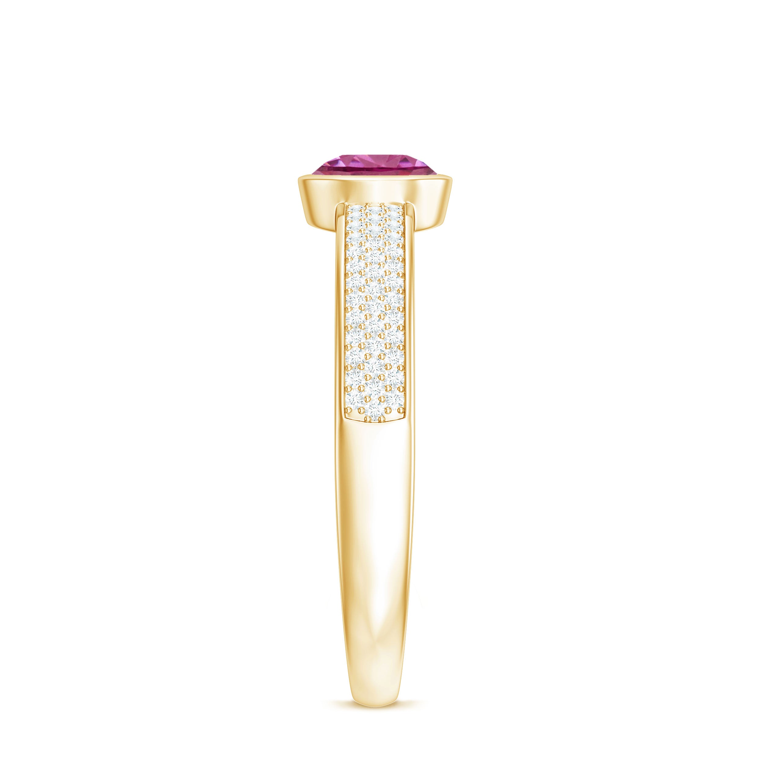 0.75 CT Solitaire Pink Tourmaline and Diamond Engagement Ring AAA - Rosec Jewels