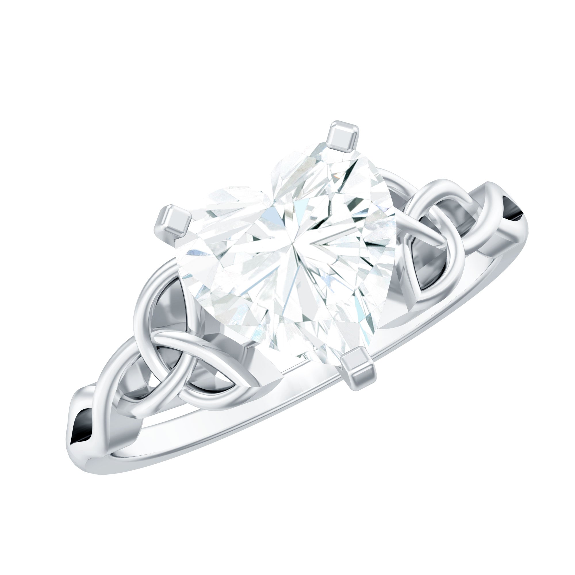 2 CT Heart Shaped Moissanite Celtic Knot Engagement Ring D-VS1 - Rosec Jewels