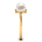 Cultured 3 Carat Freshwater Pearl Cuff Ring with Diamond AAA - Rosec Jewels