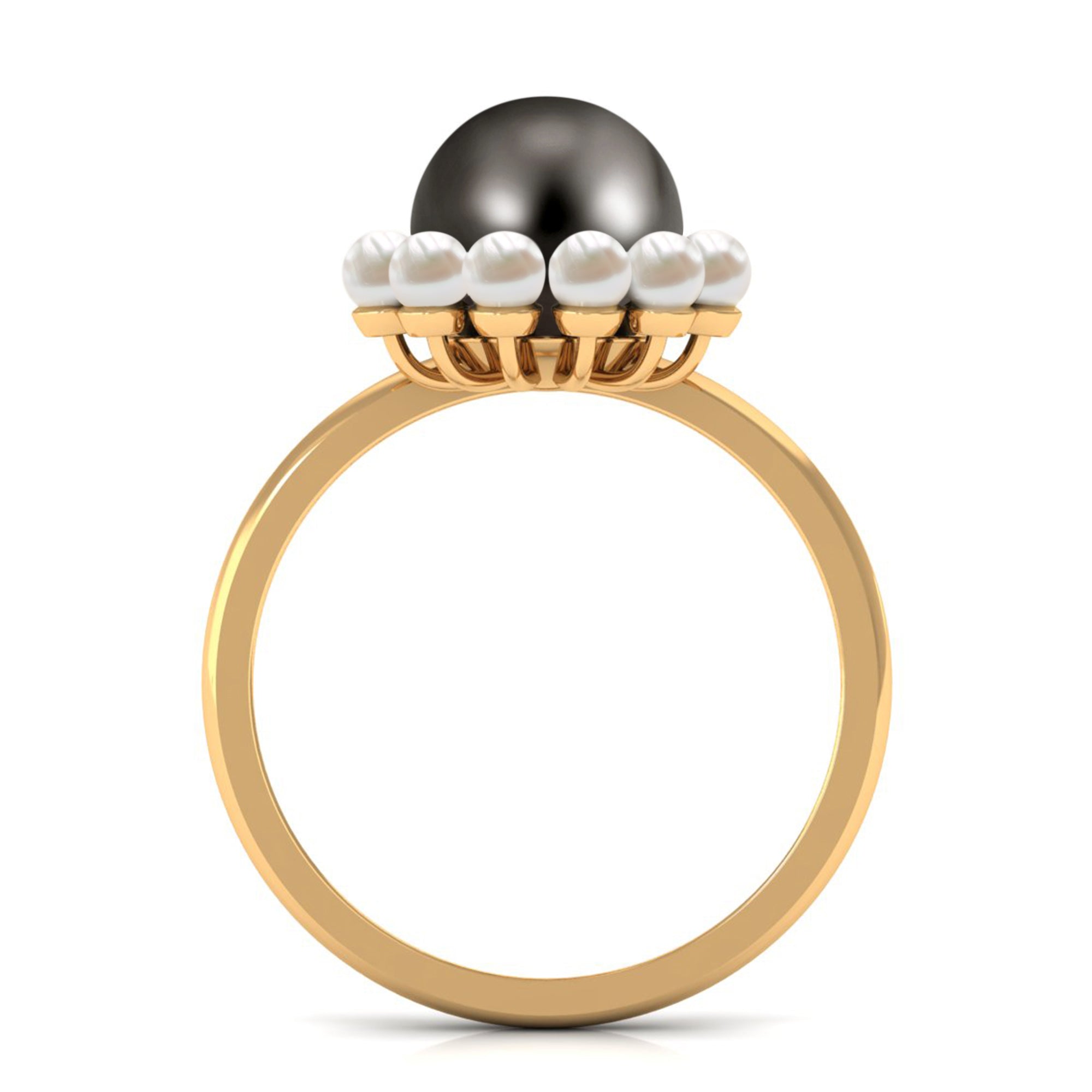 Designer 8 Carat Black and White Pearl Half Halo Engagement Ring AAA - Rosec Jewels