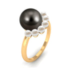 Designer 8 Carat Black and White Pearl Half Halo Engagement Ring AAA - Rosec Jewels