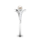 Rosec Jewels-Freshwater Pearl 2 Stone Engagement Ring Diamond Bypass Shank