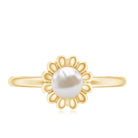 2 Carat Solitaire Freshwater Cultured Pearl Flower Ring AAA - Rosec Jewels