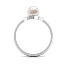 Freshwater Pearl Solitaire Floral Engagement Ring with Diamond AAA - Rosec Jewels