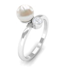 Rosec Jewels-Freshwater Pearl Toi Et Moi Ring with Diamond