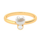 Rosec Jewels-Freshwater Pearl Toi Et Moi Ring with Diamond