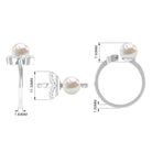 Rosec Jewels-Natural 3 Carat Freshwater Pearl Cuff Ring with Diamond