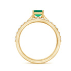 Certified 1.5 Carat Lab Grown Emerald Cut Emerald Engagement Ring with Ring Guard AAAA - Rosec Jewels
