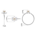 Cultured 2 Carat Freshwater Engagement Ring with Diamond AAA - Rosec Jewels