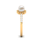 Rosec Jewels-Natural 2 Carat Freshwater Pearl Diamond Flower Cuff Ring