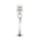 2 Carat Freshwater Pearl Crossover Engagement Ring with Diamond AAA - Rosec Jewels