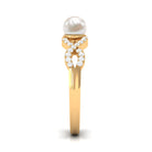 2 Carat Freshwater Pearl Crossover Engagement Ring with Diamond AAA - Rosec Jewels