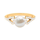 Rosec Jewels-Cultured 7.4 Carat Freshwater Pearl Solitaire Engagement Ring with Diamond