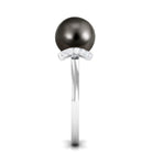 Tahitian Pearl Solitaire Engagement Ring with Diamond Surprise Halo AAA - Rosec Jewels