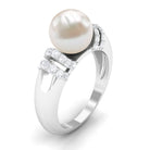 7.48 Carat Freshwater Pearl Solitaire Engagement Ring with Diamond AAA - Rosec Jewels