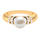 7.48 Carat Freshwater Pearl Solitaire Engagement Ring with Diamond AAA - Rosec Jewels