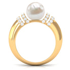 7.48 Carat Freshwater Pearl Solitaire Engagement Ring with Diamond AAA - Rosec Jewels