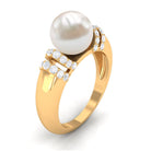 7.48 Carat Freshwater Pearl Solitaire Engagement Ring with Diamond AAA - Rosec Jewels