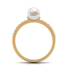 2 Carat Freshwater Pearl Engagement Ring with Diamond AAA - Rosec Jewels