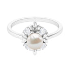 Rosec Jewels-Nature Inspired 2 Carat Freshwater Pearl Engagement Ring with Diamond