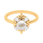 Rosec Jewels-Nature Inspired 2 Carat Freshwater Pearl Engagement Ring with Diamond