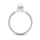 Cultured 2 Carat Freshwater Pearl Flower Engagement Ring with Diamond AAA - Rosec Jewels