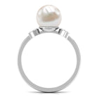 Rosec Jewels-Natural 7.4 Carat Freshwater Pearl Solitaire Engagement Ring with Diamond