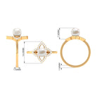Rosec Jewels-Real 2 Carat Freshwater Pearl Flower Engagement Ring with Diamond
