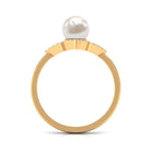 Rosec Jewels-Real 2 Carat Freshwater Pearl Flower Engagement Ring with Diamond